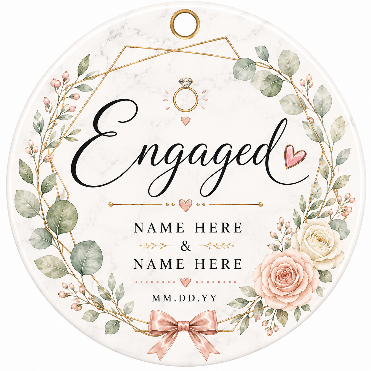 Engagement Keepsake personalized ceramic keepsake ornament example