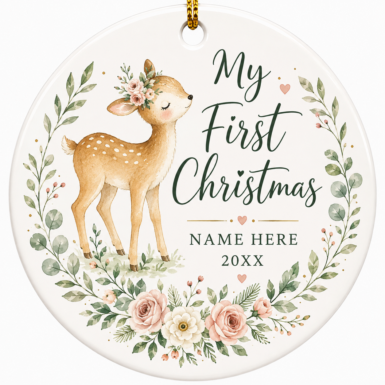 Baby's First Christmas personalized ceramic keepsake ornament example